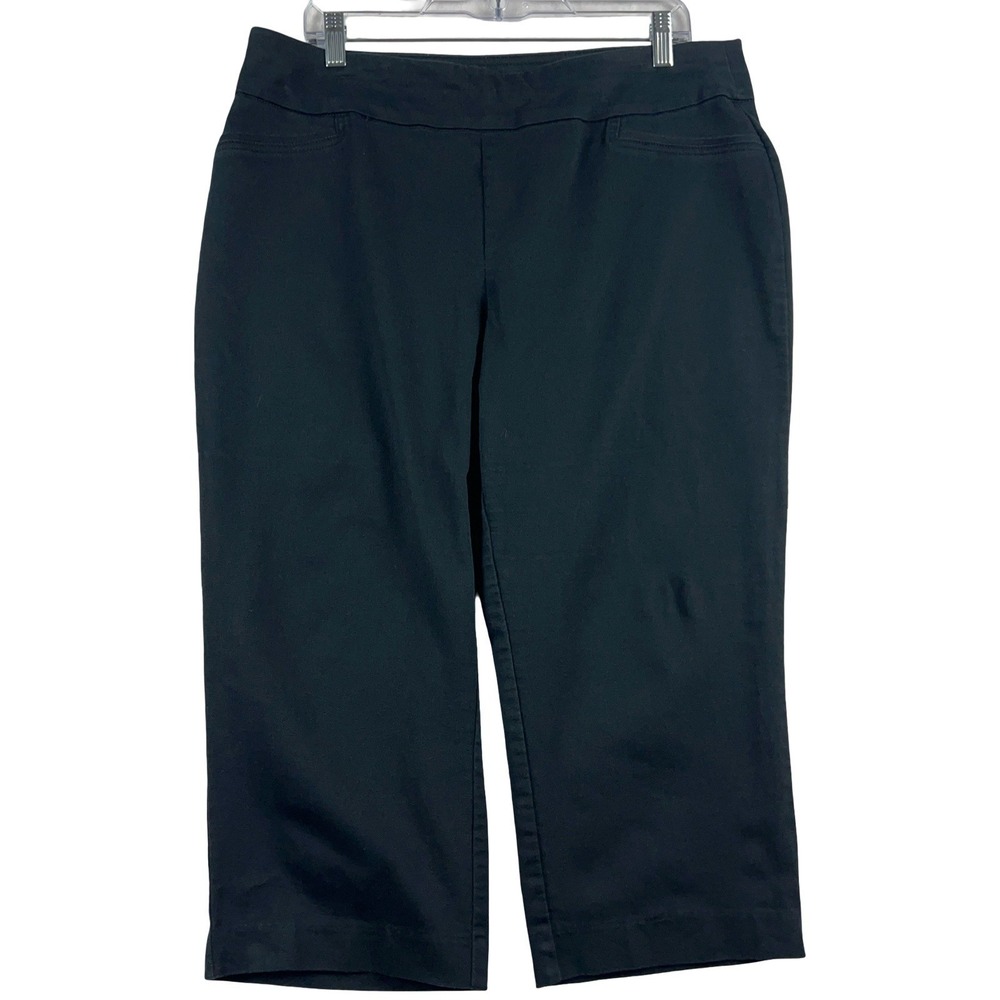 Croft & Barrow Effortless Stretch Capri Pants Womens 14 Black Pull On Cropped
